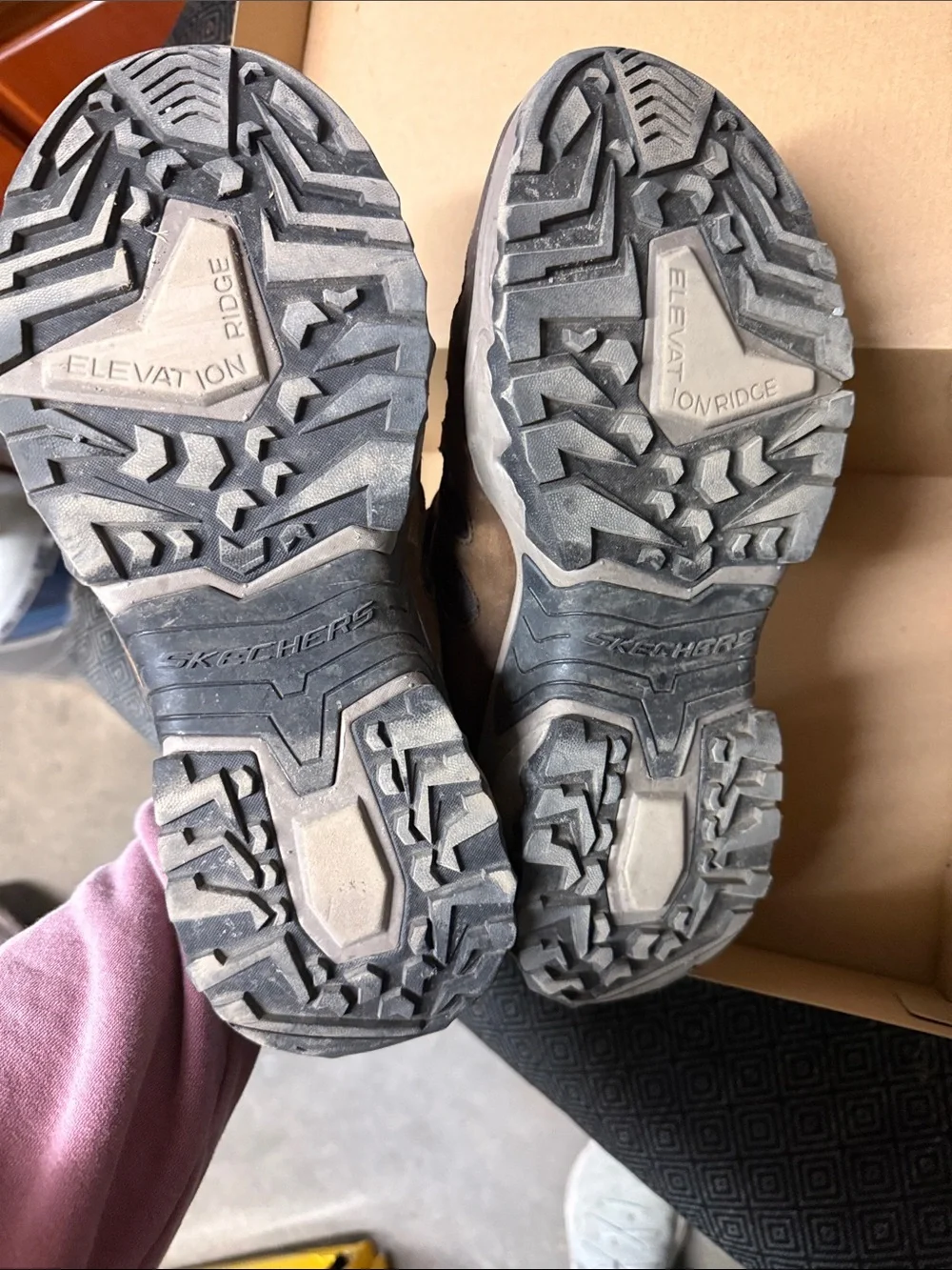 Skechers Men’s Brown and Gray Trail Sneakers with Goodyear Outsole